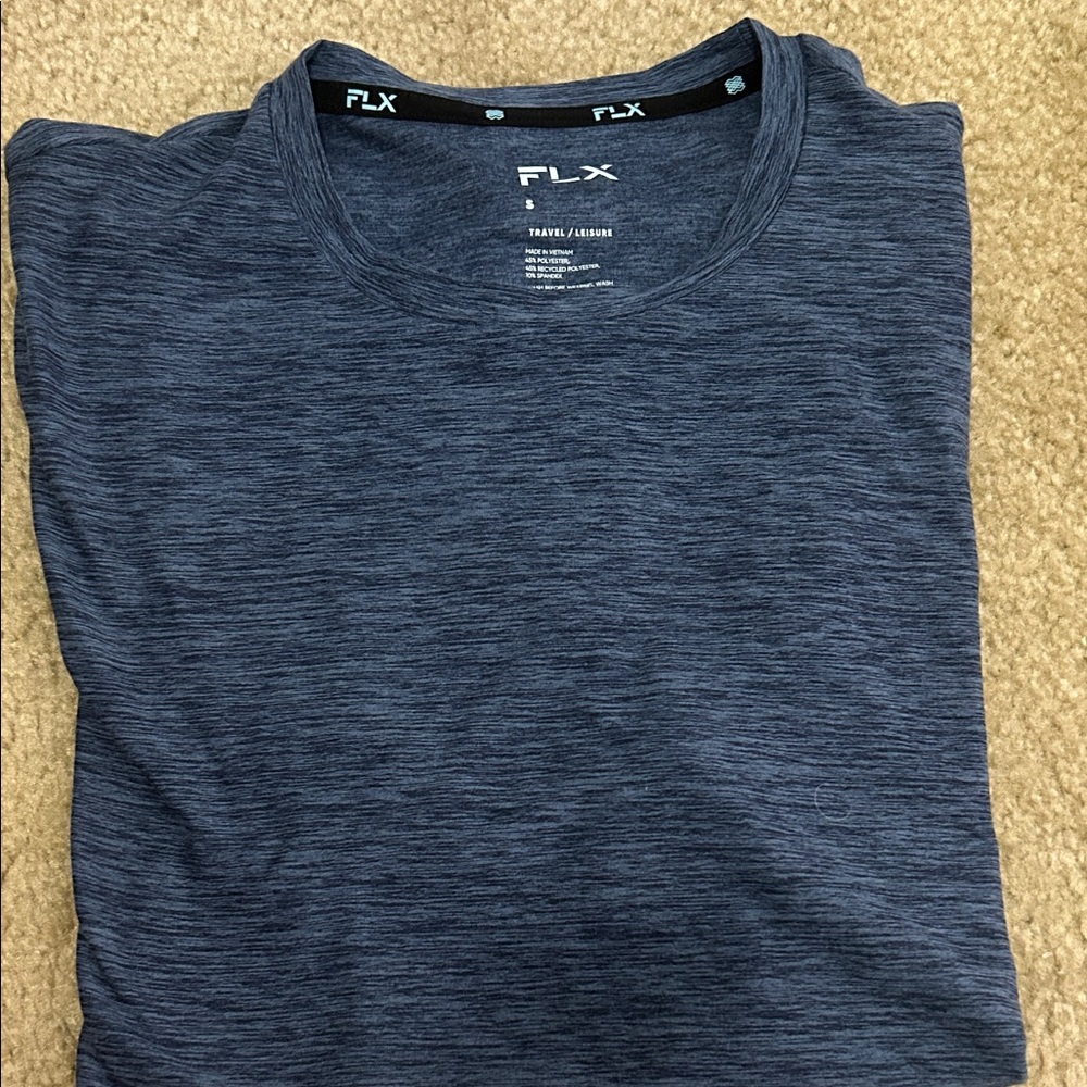 FLX Men’s Short Sleeve Crew Neck Tee in Heathered Navy